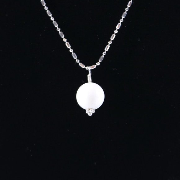 White Jade Sterling Silver Necklace - Picture 1 of 7